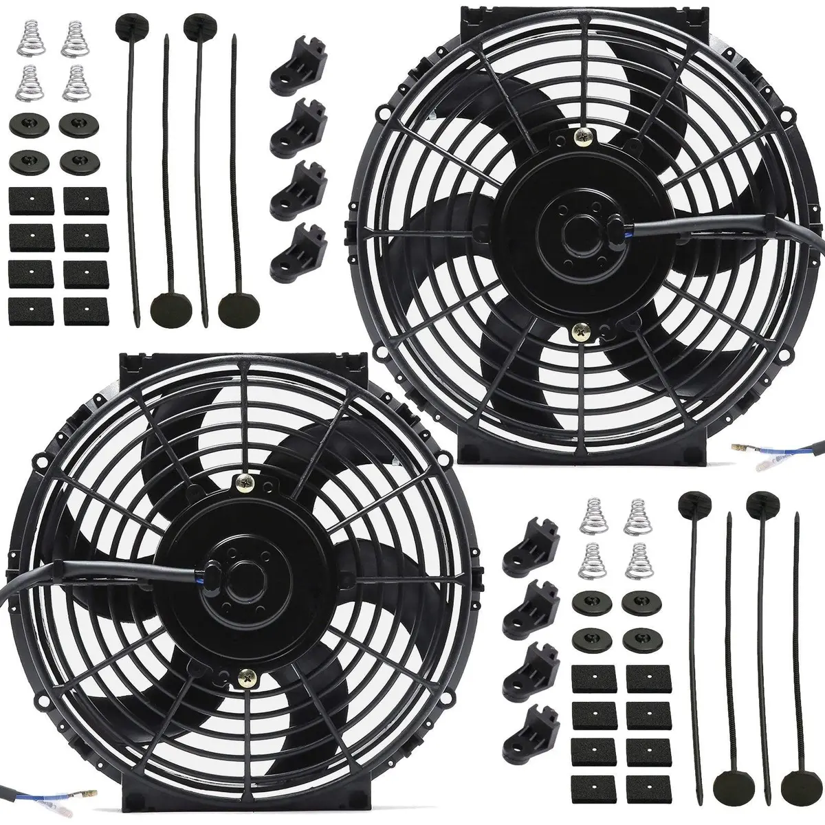 Dual 10-11 Inch 90 Watt Motor 12 Volt Engine Radiator Cooling Electric Fans 1
