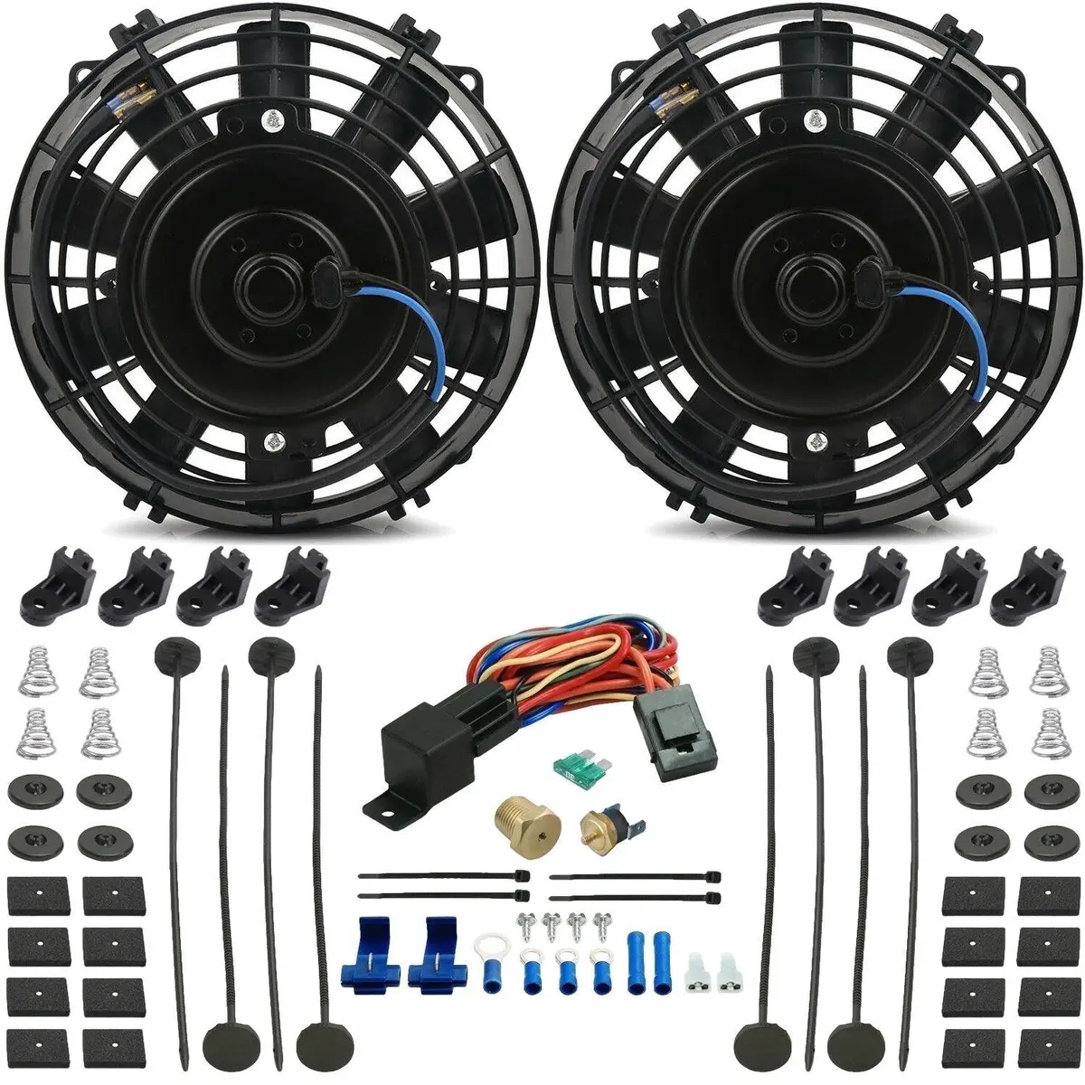 Dual 7-8 Inch 90W Electric Fans Thread-In Thermostat Temperature Switch 1