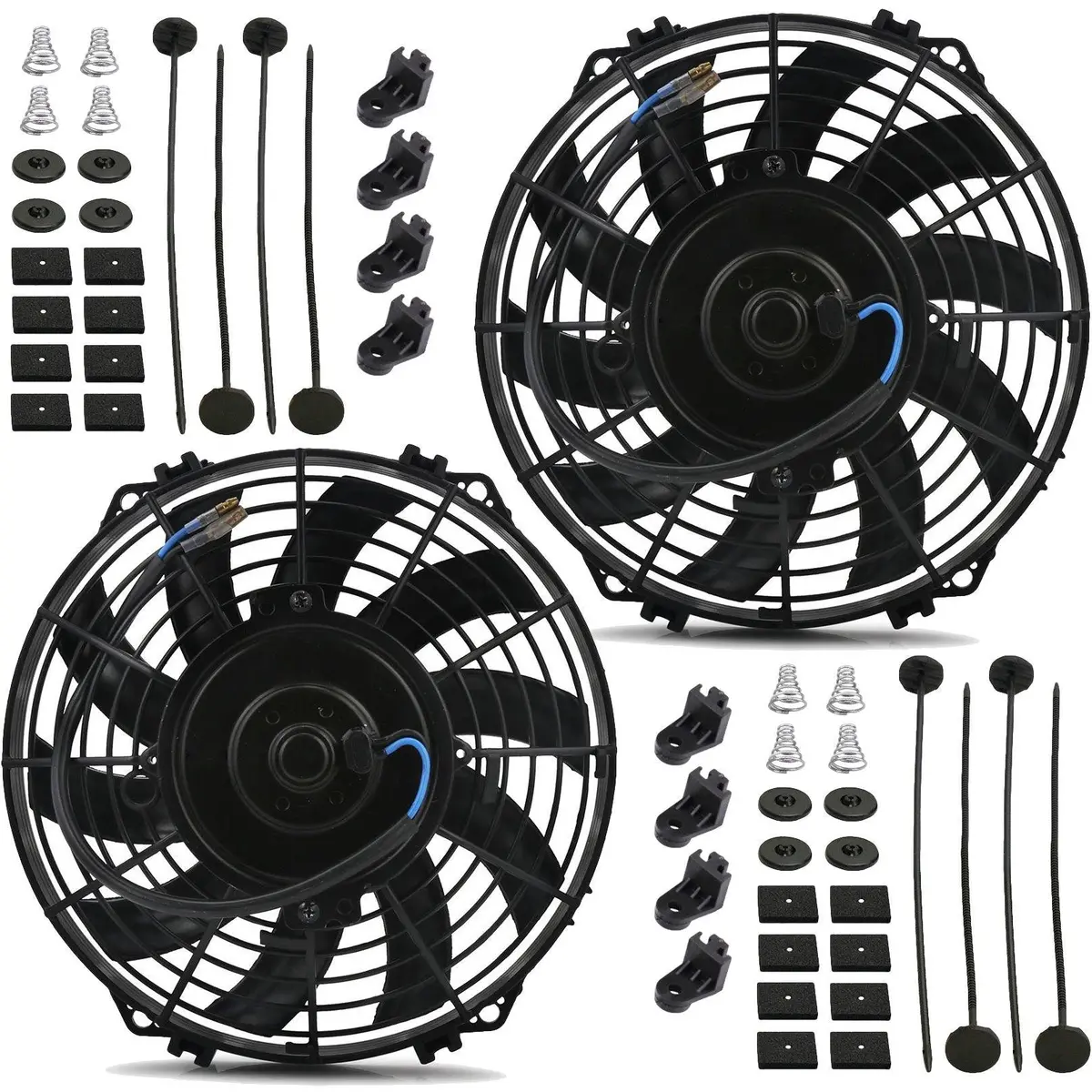 Dual 9 Inch 90W Reversible Engine Transmission Oil Cooler Electric Fans 1