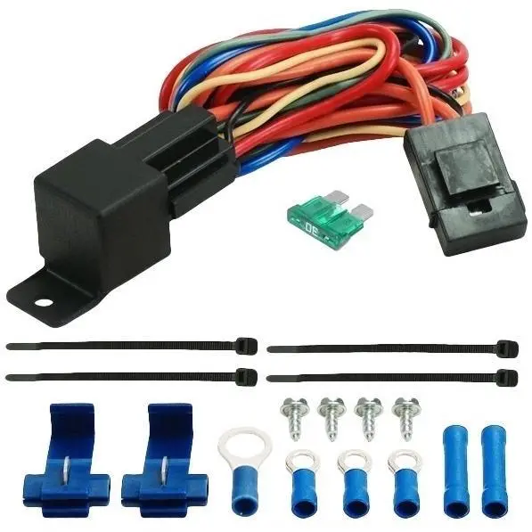 30 Amp Relay Dual Electric Radiator Fan Wiring Harness 30A In-Line Fuse 1