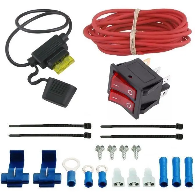 Dual Rocker Switch 12 Volt Fuse Electric Radiator Cooling Fan Wiring Kit 1