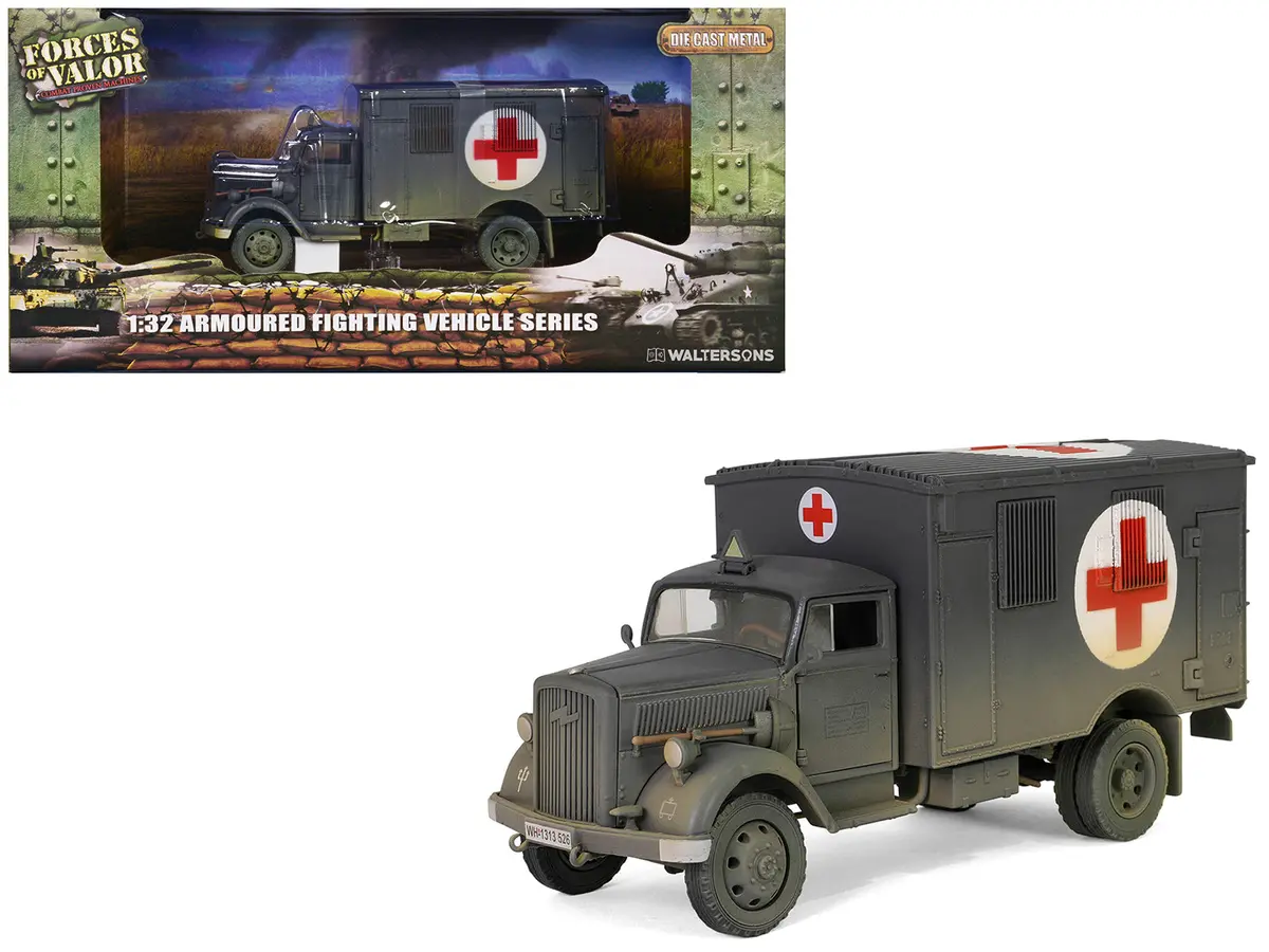 Opel-Blitz Kfz.305 Ambulance Gray (Weathered) "German Army" "Armored Fighting Vehicle" Series 1/32 Diecast Model By Forces Of Valor 1