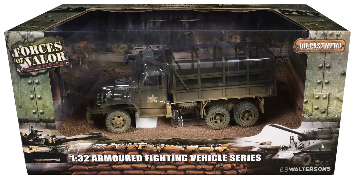 Gmc Cckw-353B Cargo Truck "1St Infantry Division Weymouth England World War Ii" (1945) United States Army With Figures "Armoured Fighting Vehicle" Series 1/32 Diecast Model By Forces Of Valor 1