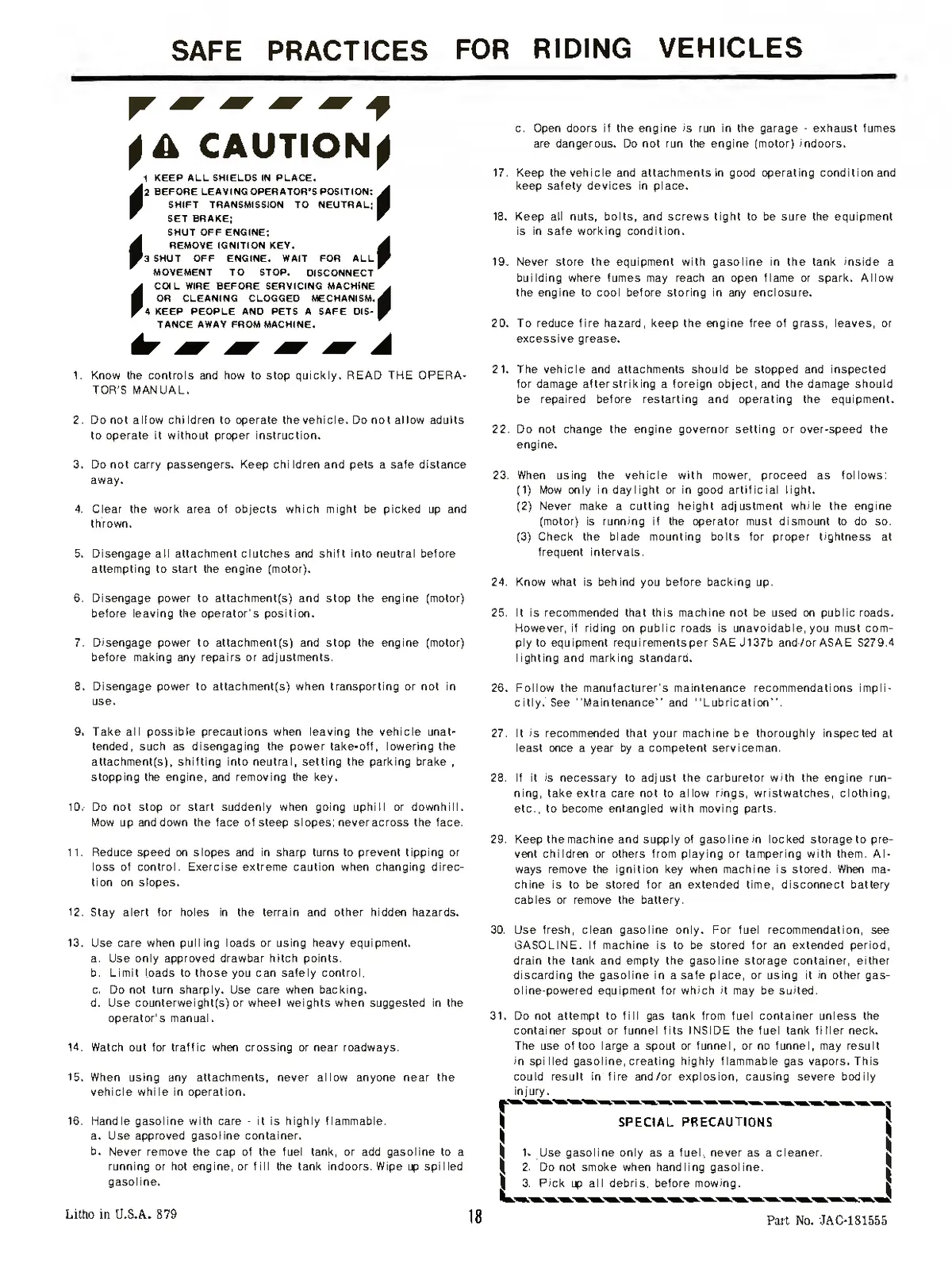 Ford 125, 145 And 165 Lawn And Garden Tractors Operator's Manual 2