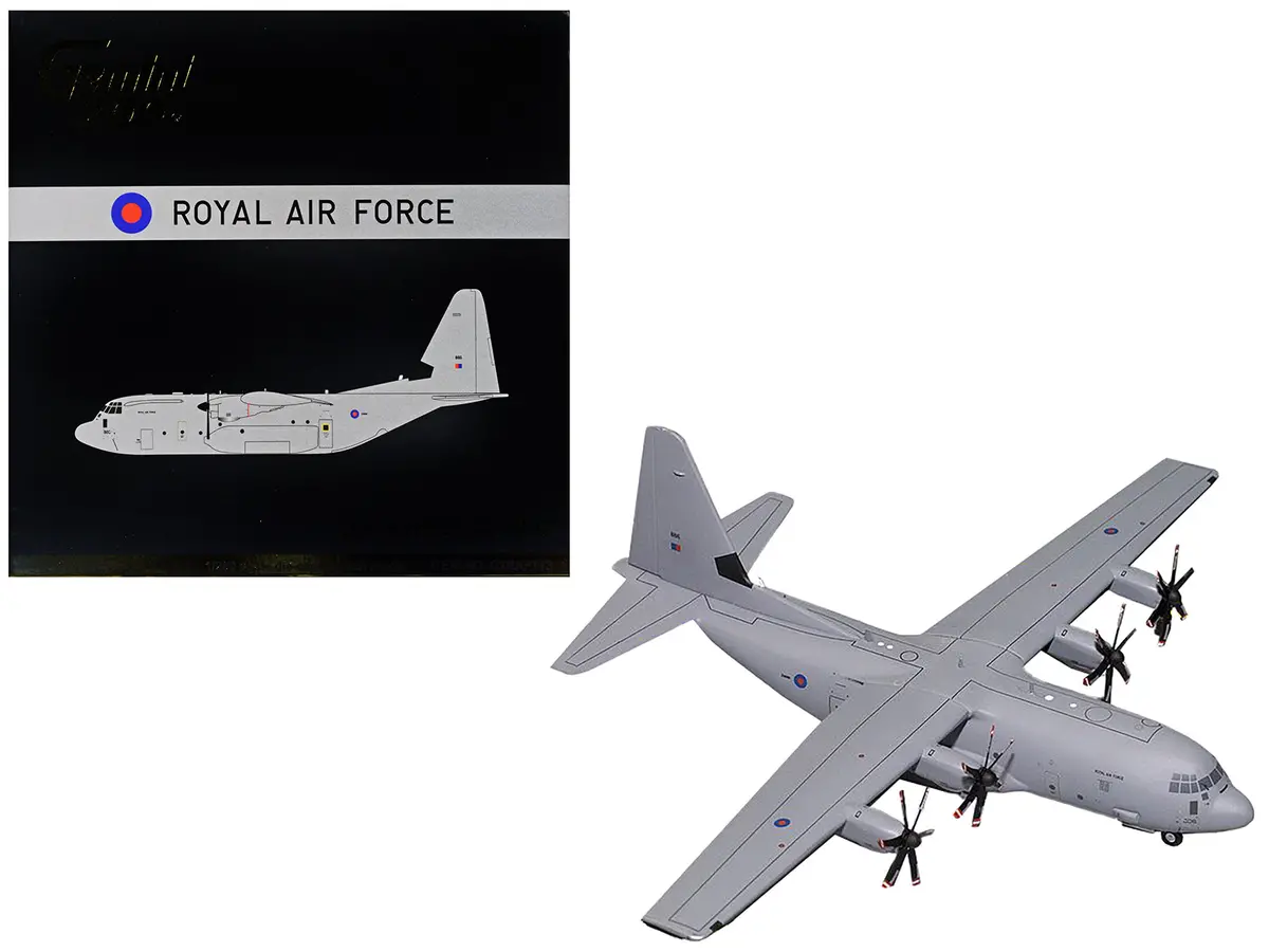 Lockheed C-130J Super Hercules Transport Aircraft "British Royal Air Force" Gray "Gemini 200" Series 1/200 Diecast Model Airplane By Geminijets 1