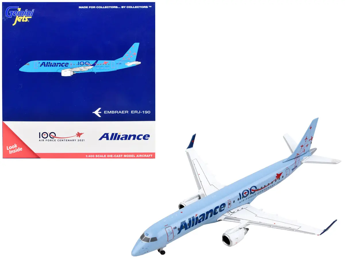 Embraer Erj-190 Commercial Aircraft "Alliance Airlines - 100Th Anniversary Royal Australian Air Force" Blue 1/400 Diecast Model Airplane By Geminijets 1