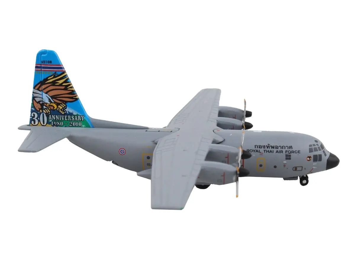 Lockheed C-130H Hercules Transport Aircraft "Royal Thai Air Force (Rtaf)-30Th Anniversary" Gray "Gemini Macs" Series 1/400 Diecast Model Airplane By Geminijets 2