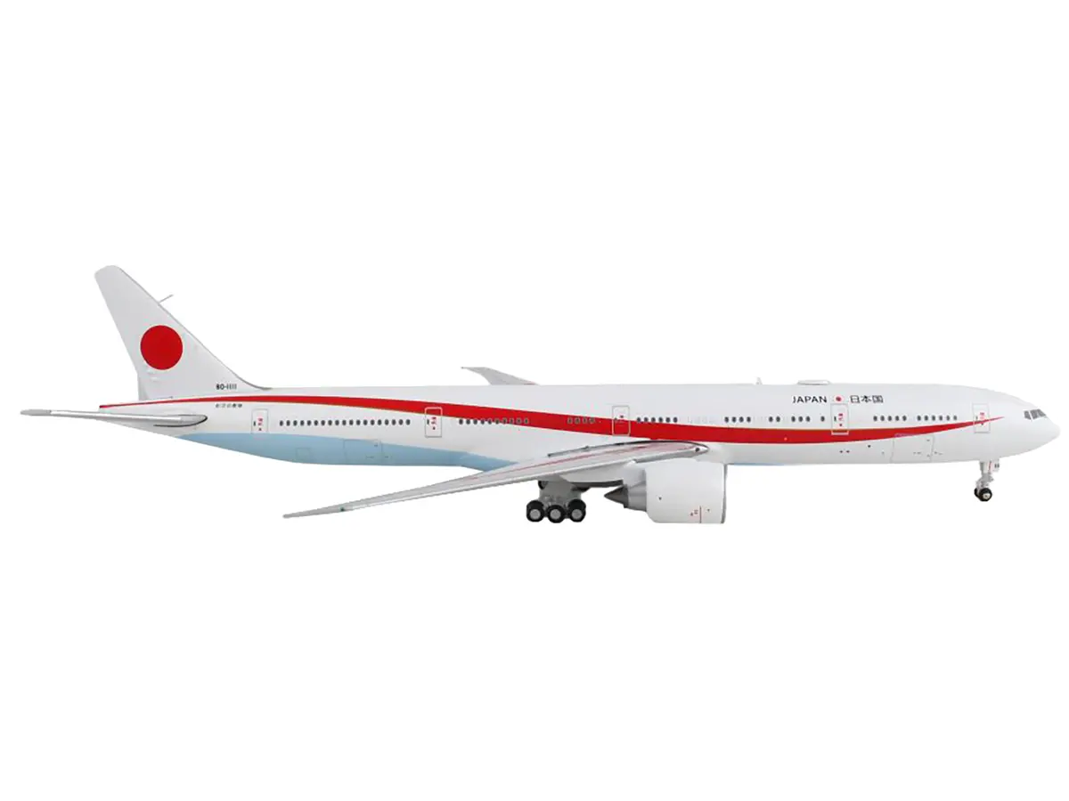 Boeing 777-300Er Commercial Aircraft "Japan Air Self-Defense Force" White With Red Stripes "Gemini Macs" Series 1/400 Diecast Model Airplane By Geminijets 2