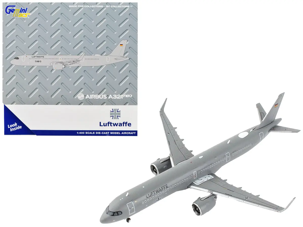 Airbus A321neo Transport Aircraft "German Luftwaffe" Gray "Gemini Macs" Series 1/400 Diecast Model Airplane By Geminijets 1