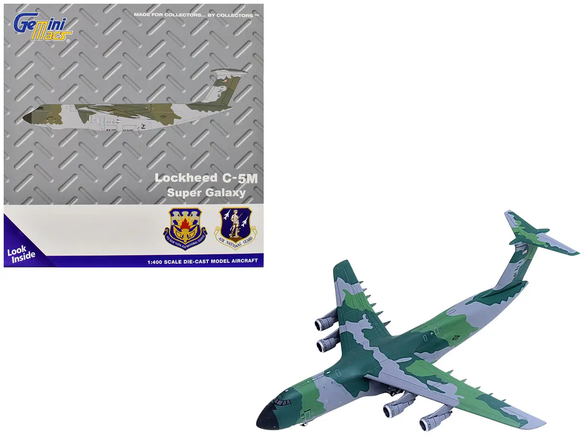 Lockheed C-5M Super Galaxy Transport Aircraft "New York Air National Guard 105Th Airlift Wing Stewart Air National Guard Base" United States Air Force (68-0226) Green Camouflage "Gemini Macs" Series 1/400 Diecast Model Airplane By Geminijets 1