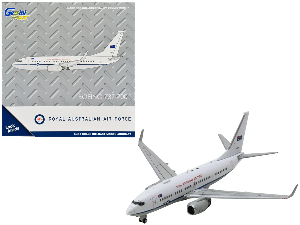 Boeing 737-700 Aircraft "Royal Australian Air Force" (A36-001) White With Blue Stripes "Gemini Macs" Series 1/400 Diecast Model Airplane By Geminijets 1