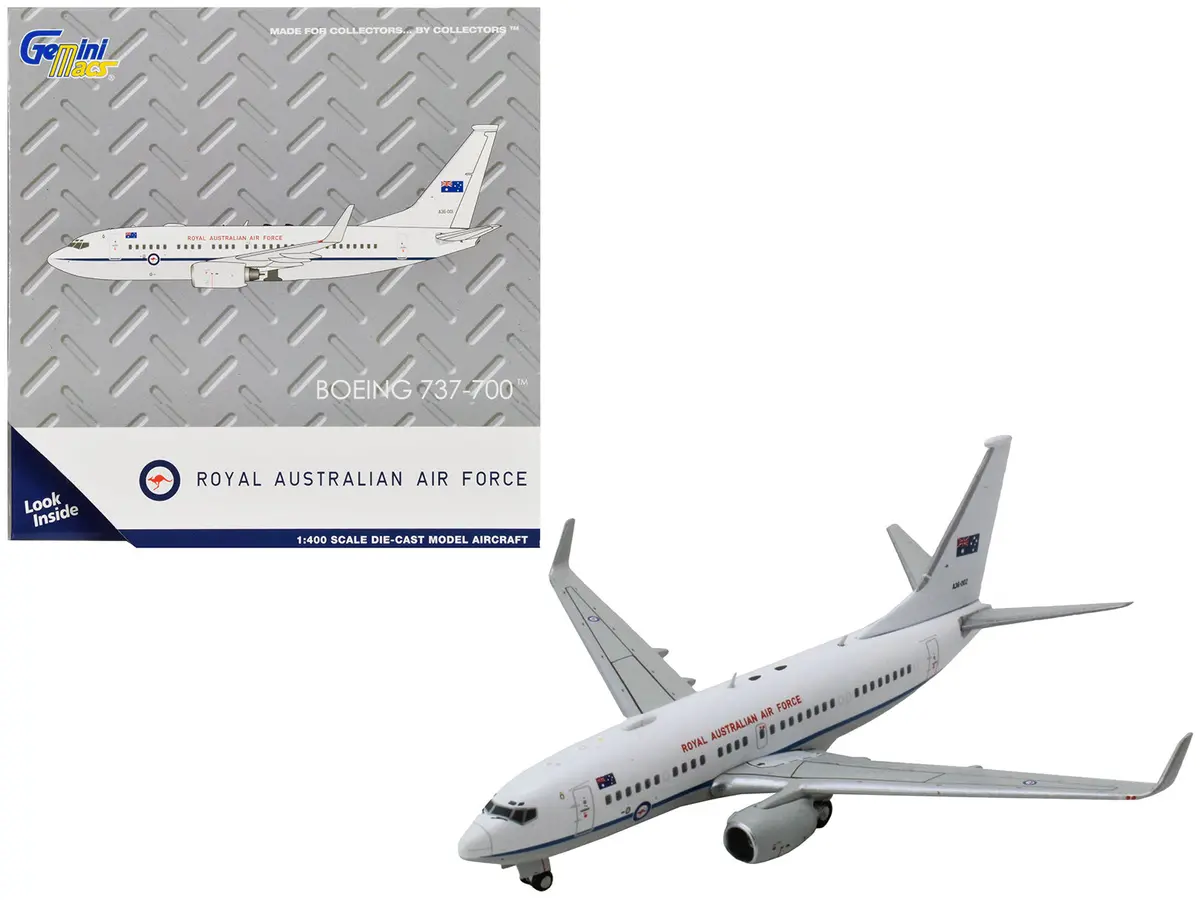 Boeing 737-700 Aircraft "Royal Australian Air Force" (A36-002) White With Blue Stripes "Gemini Macs" Series 1/400 Diecast Model Airplane By Geminijets 1