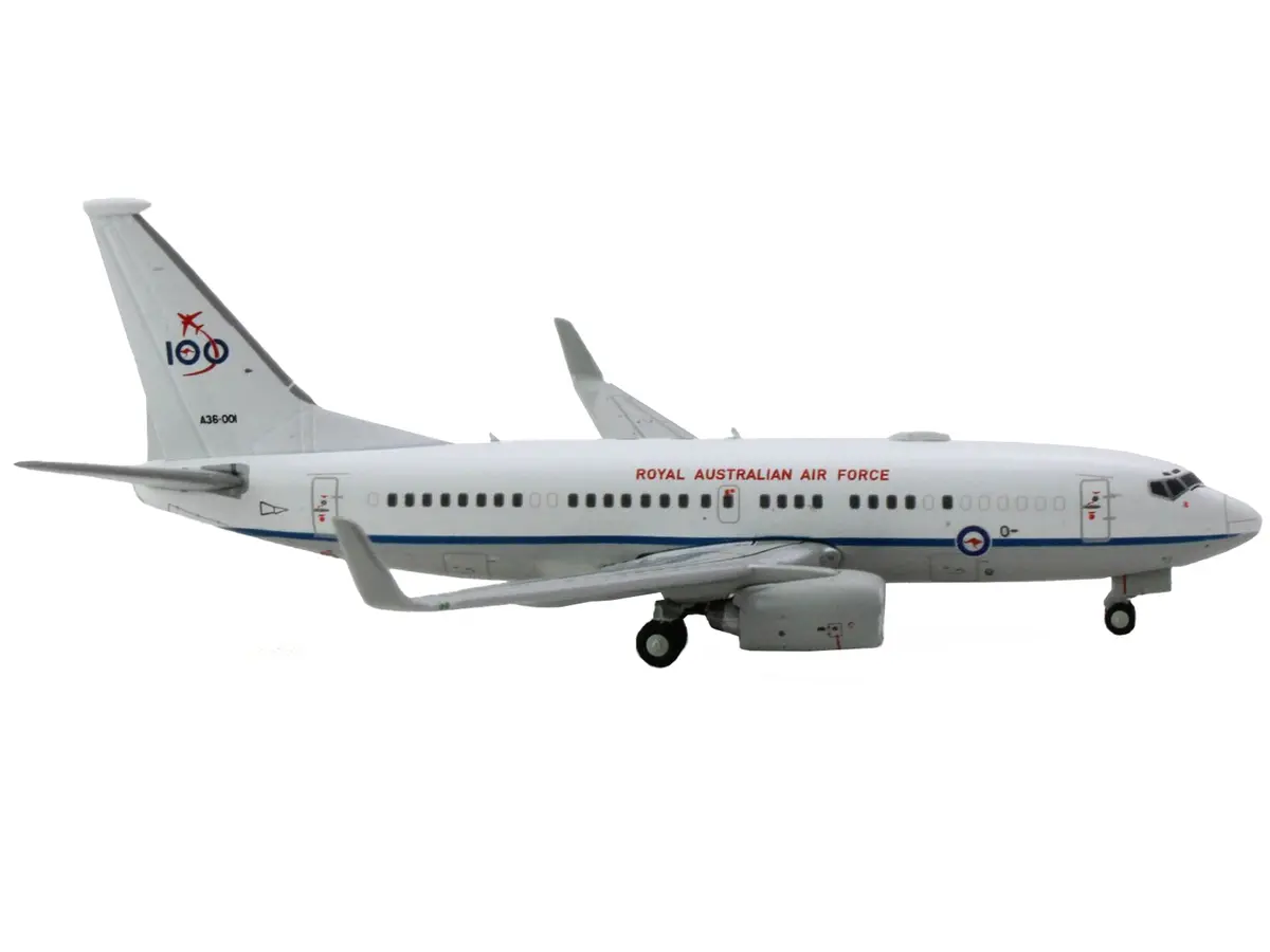 Boeing 737-700 Aircraft "Royal Australian Air Force 100Th Anniversary" (A36-001) White With Blue Stripes "Gemini Macs" Series 1/400 Diecast Model Airplane By Geminijets 2