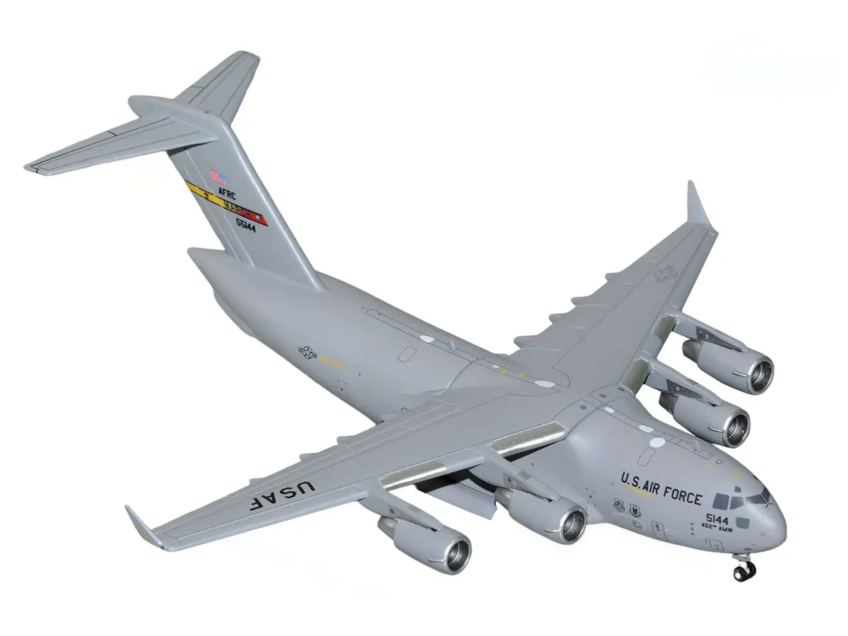Mcdonnell Douglas C-17 Globemaster Iii Transport Aircraft "452Nd Amw March Arb" United States Air Force "Gemini Macs" Series 1/400 Diecast Model Airplane By Geminijets 2
