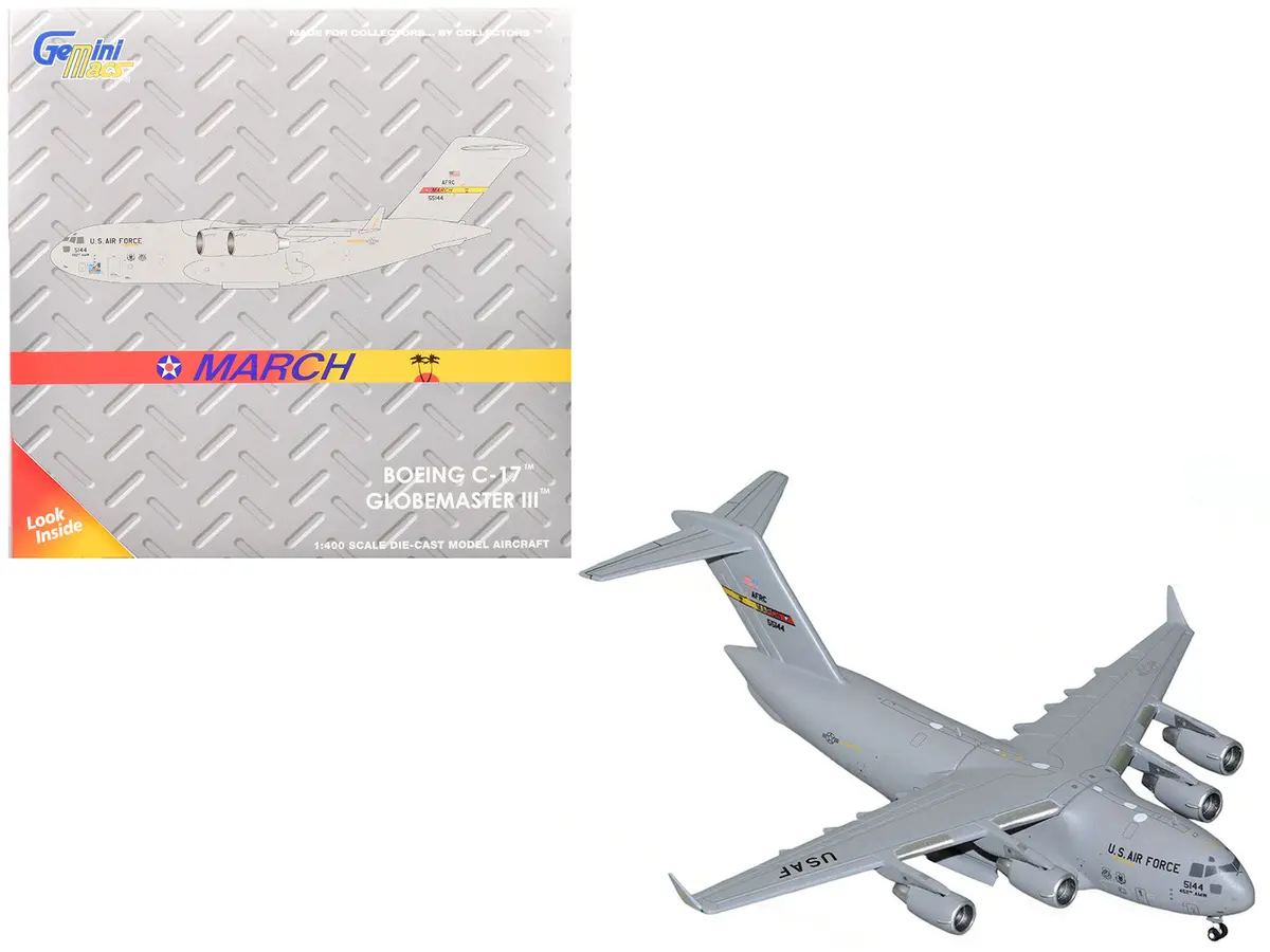 Mcdonnell Douglas C-17 Globemaster Iii Transport Aircraft "452Nd Amw March Arb" United States Air Force "Gemini Macs" Series 1/400 Diecast Model Airplane By Geminijets 1