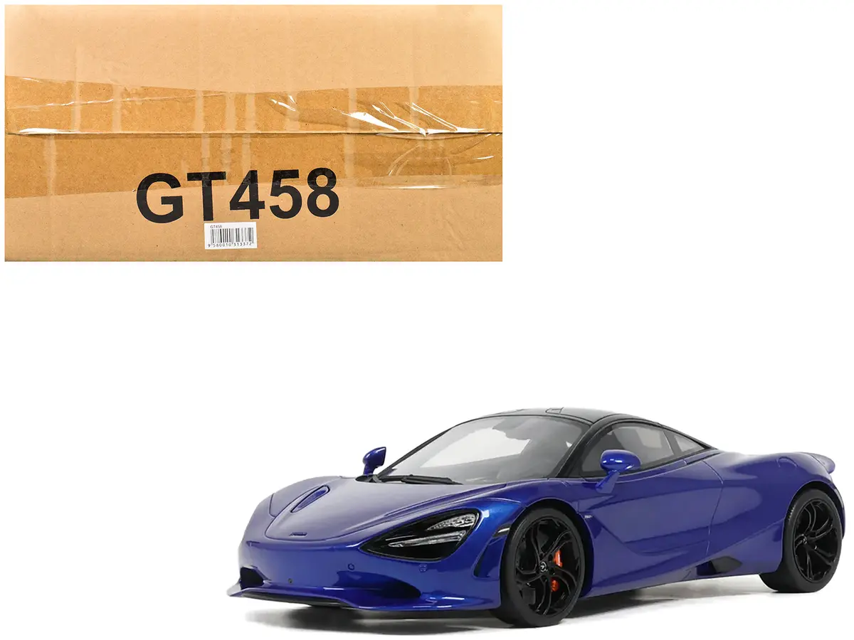 2023 Mclaren 750S Coupe Blue Metallic With Black Top 1/18 Model Car By Gt Spirit 1