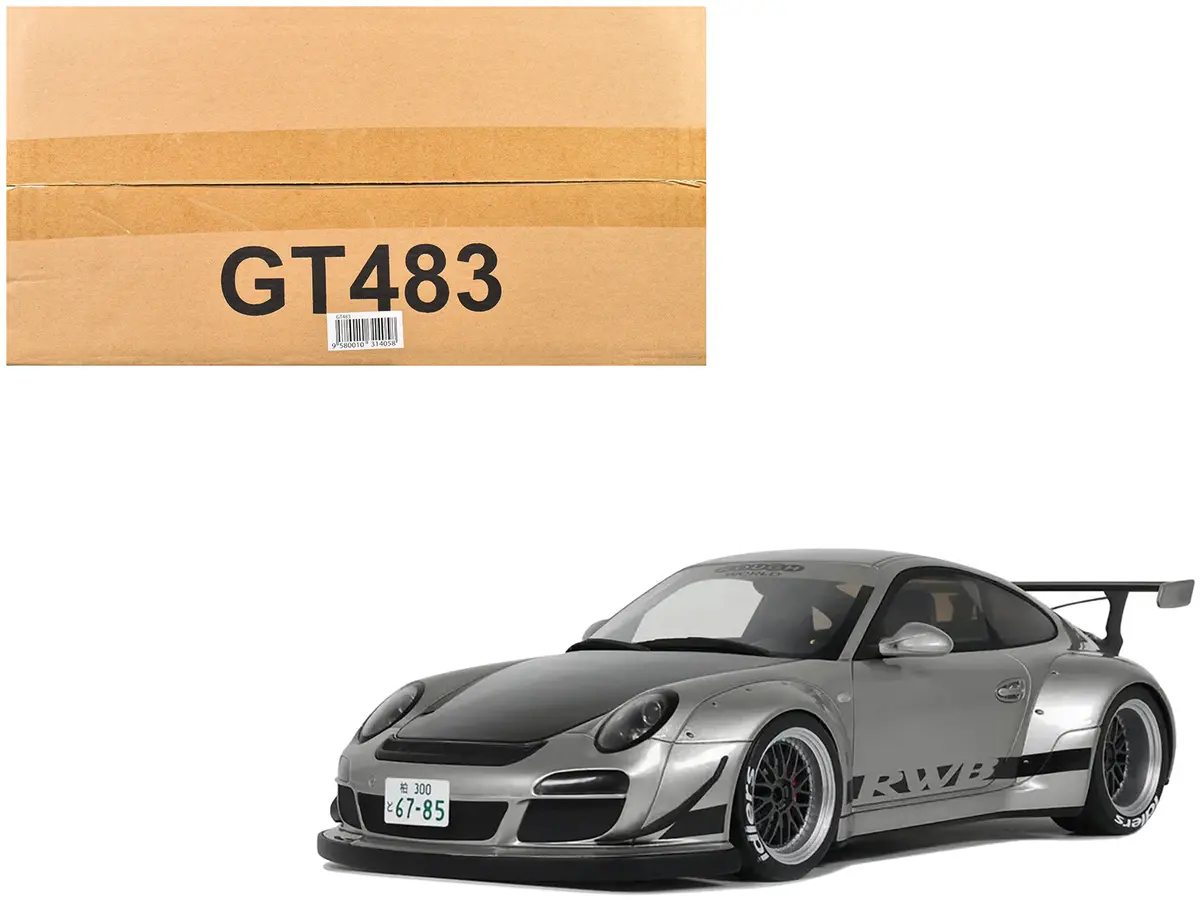2024 Porsche 911 Rwb Abu Silver Metallic With Black Hood 1/18 Model Car By Gt Spirit 1