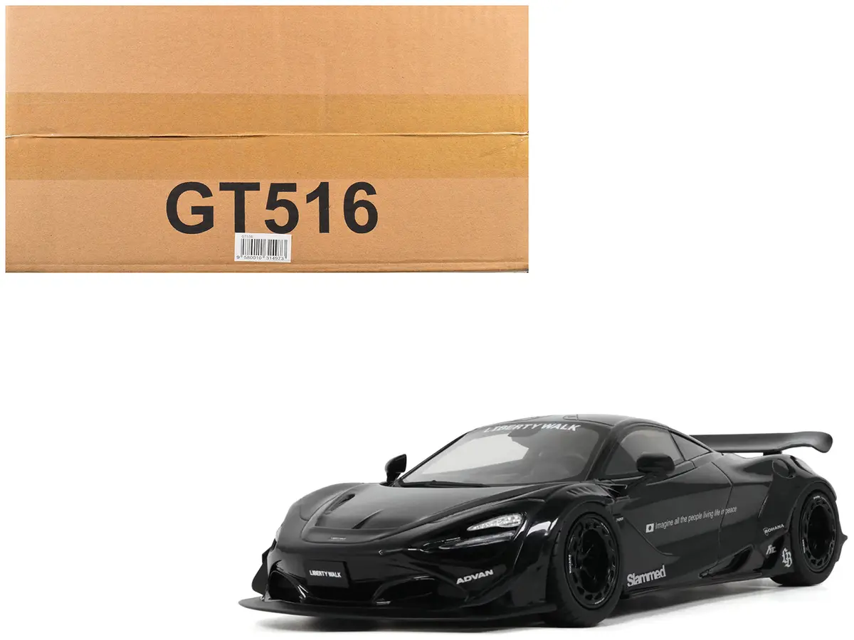 2023 Mclaren 720S "Lb-Works - Liberty Walk" Black 1/18 Model Car By Gt Spirit 1