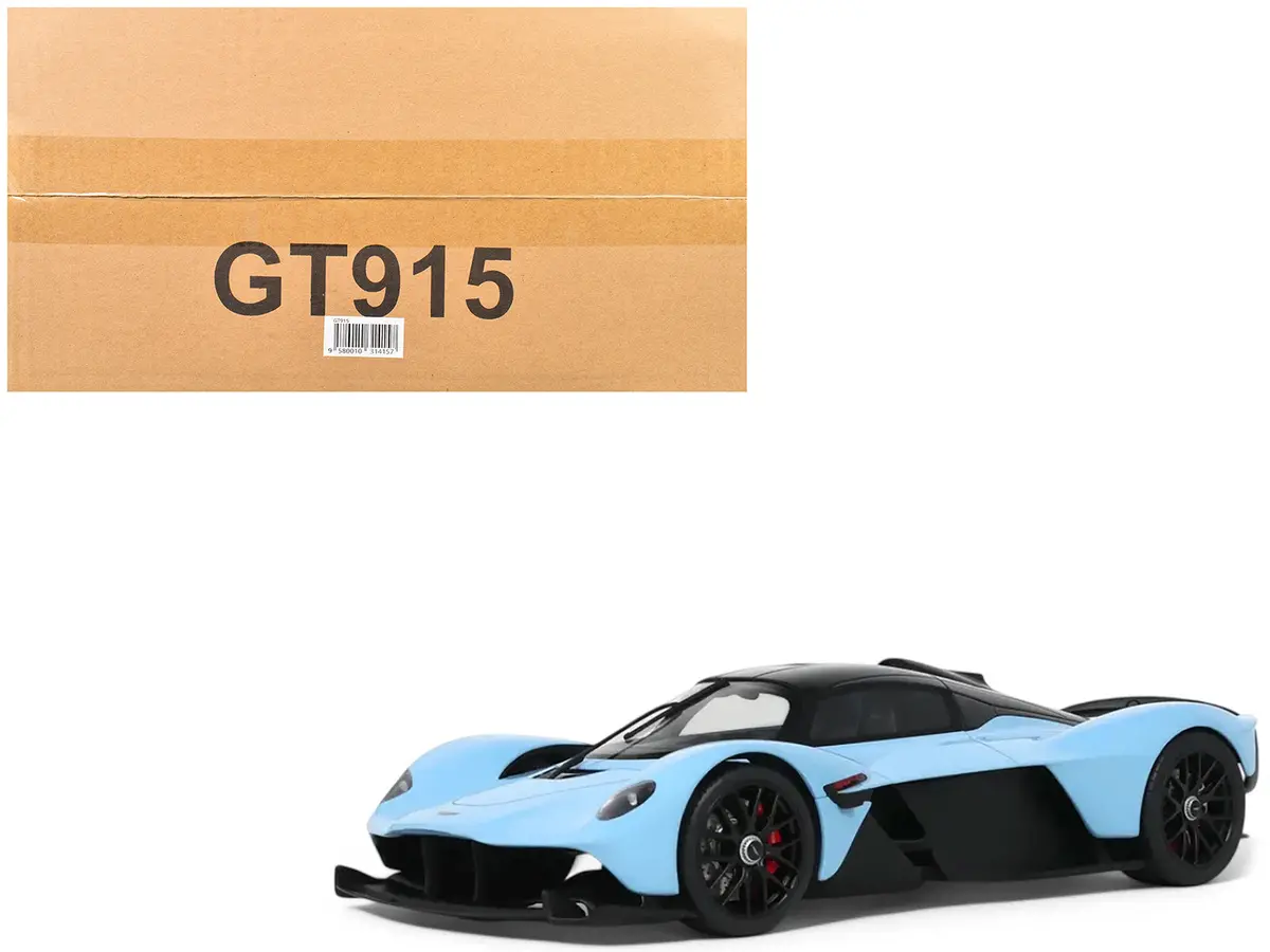 2023 Aston Martin Valkyrie Light Blue With Black Top 1/18 Model Car By Gt Spirit 1