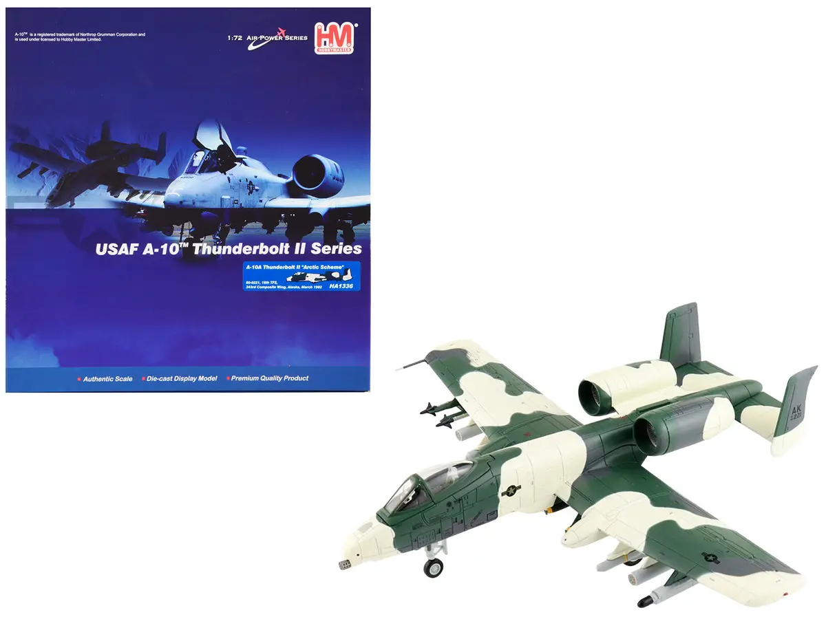 Fairchild Republic A-10A Thunderbolt Ii Attack Aircraft "Arctic Scheme 18Th Tfs 343Rd Composite Wing Alaska" (1982) United States Air Force "Air Power Series" 1/72 Diecast Model By Hobby Master 1