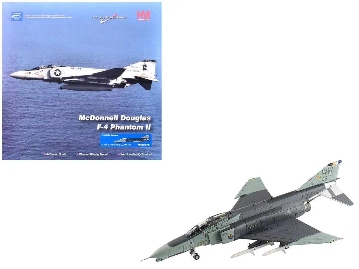 Mcdonnell Douglas F-4G Phantom Ii Fighter-Bomber Aircraft "Wild Weasels 69-7253 561St Tfs 35Th Tfw George Afb" (1991) United States Air Force "Air Power Series" 1/72 Diecast Model By Hobby Master 1