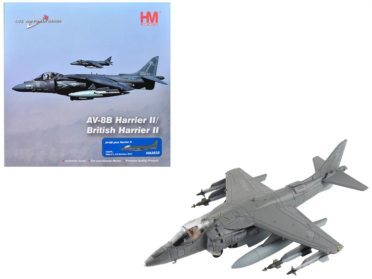 Mcdonnell Douglas Av-8B Plus Harrier Ii Aircraft "163879 Vma-211" (2013) United States Marine Corps "Air Power Series" 1/72 Diecast Model By Hobby Master 1