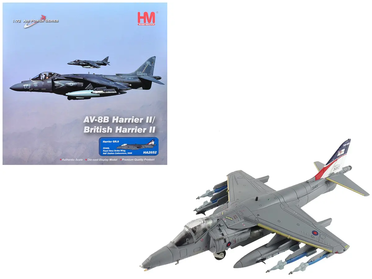 British Aerospace Harrier Gr.9 Aircraft "Zd406 Royal Navy Strike Wing Raf Station Cottesmore" (2009) British Royal Air Force/Navy "Air Power Series" 1/72 Diecast Model By Hobby Master 1