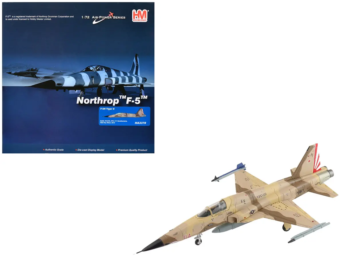 Northrop F-5N Tiger Ii Aircraft "761575 Vfc-111 Sundowners Naval Air Station Key West" (2013) United States Navy "Air Power Series" 1/72 Diecast Model By Hobby Master 1