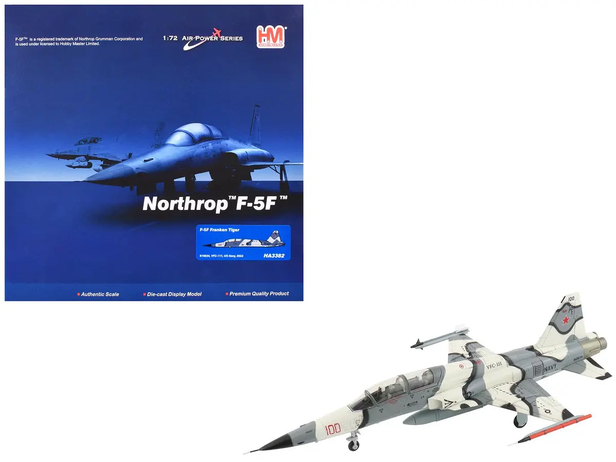 Northrop F-5F Tiger Ii Aircraft "810834 Franken Tiger Vfc-111 Sundowners" (2023) United States Navy "Air Power Series" 1/72 Diecast Model By Hobby Master 1