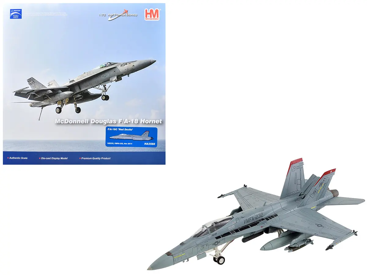 Mcdonnell Douglas F/A-18C Hornet Aircraft "Vmfa-232 Red Devils" (2014) United States Marine Corps "Air Power Series" 1/72 Diecast Model By Hobby Master 1