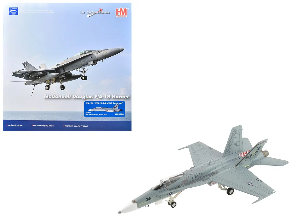 Mcdonnell Douglas F/A-18C Hornet Aircraft "Vfa-15 Retro Tac Demo Jet Vfa-106 Gladiators" (2017) United States Navy "Air Power Series" 1/72 Diecast Model By Hobby Master 1