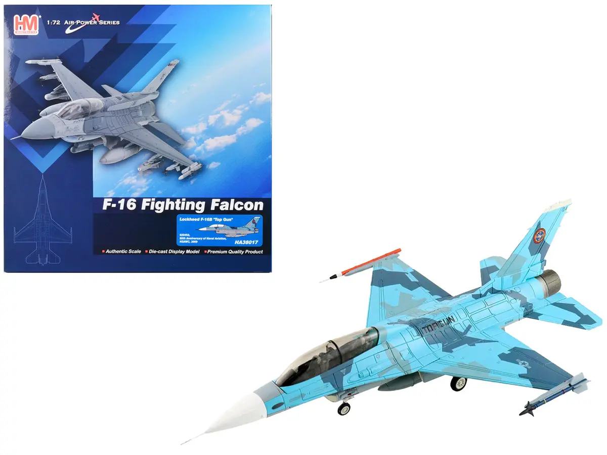 Lockheed F-16B Fighting Falcon Fighter Aircraft "Top Gun 90Th Anniversary Of Naval Aviation Nsawc" United States Navy "Air Power Series" 1/72 Diecast Model By Hobby Master 1
