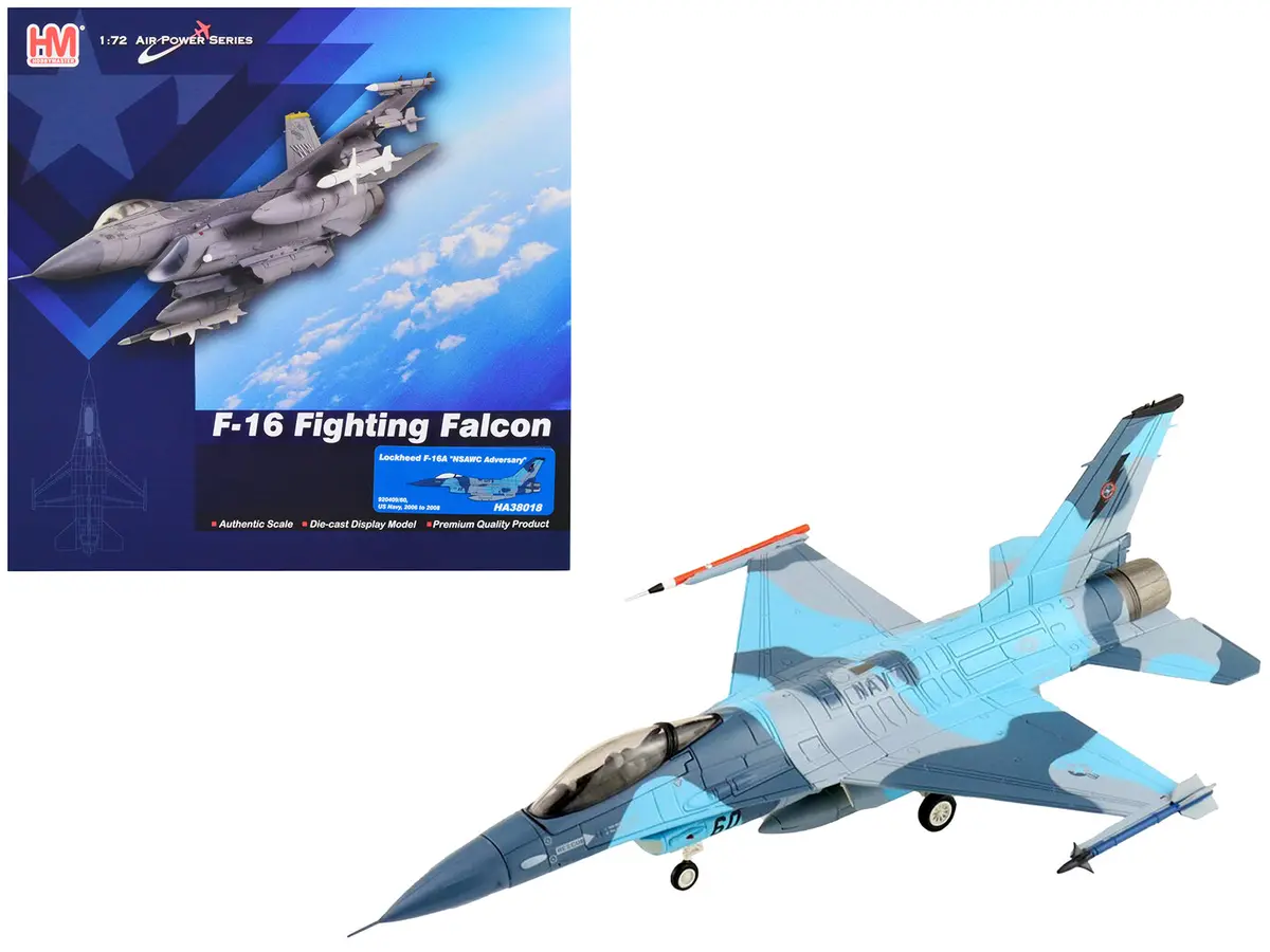 Lockheed F-16A Fighting Falcon Fighter Aircraft "Nsawc Adversary" (2006-2008) United States Navy "Air Power Series" 1/72 Diecast Model By Hobby Master 1