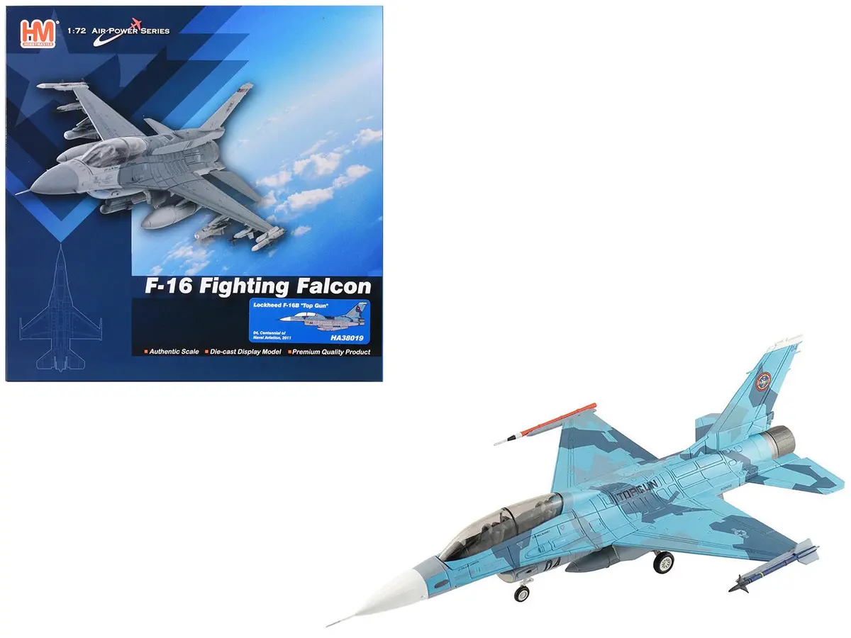 Lockheed F-16B Fighting Falcon Fighter Aircraft "Top Gun 04 Centennial Of Naval Aviation" United States Navy "Air Power Series" 1/72 Diecast Model By Hobby Master 1