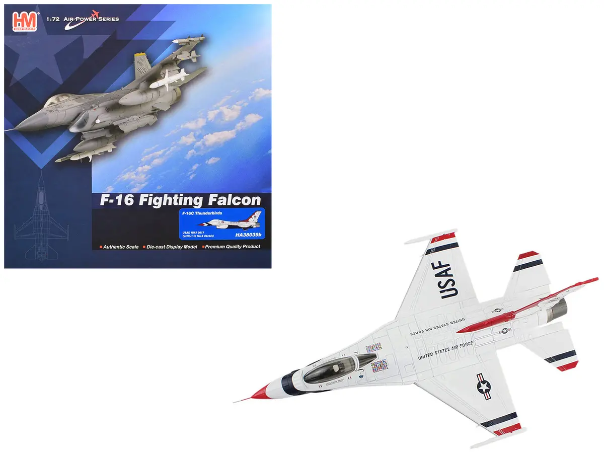 Lockheed F-16C Fighting Falcon Fighter Aircraft "Thunderbirds #1-6 Decals Royal International Air Tattoo" (2017) United States Air Force "Air Power Series" 1/72 Diecast Model By Hobby Master 1