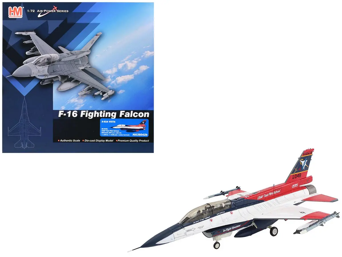 General Dynamics X-62A Vista Aircraft With Missiles "86-0048 Usaf Test Pilot School Edwards Air Force Base" (2024) United States Air Force "Air Power Series" 1/72 Diecast Model By Hobby Master 1