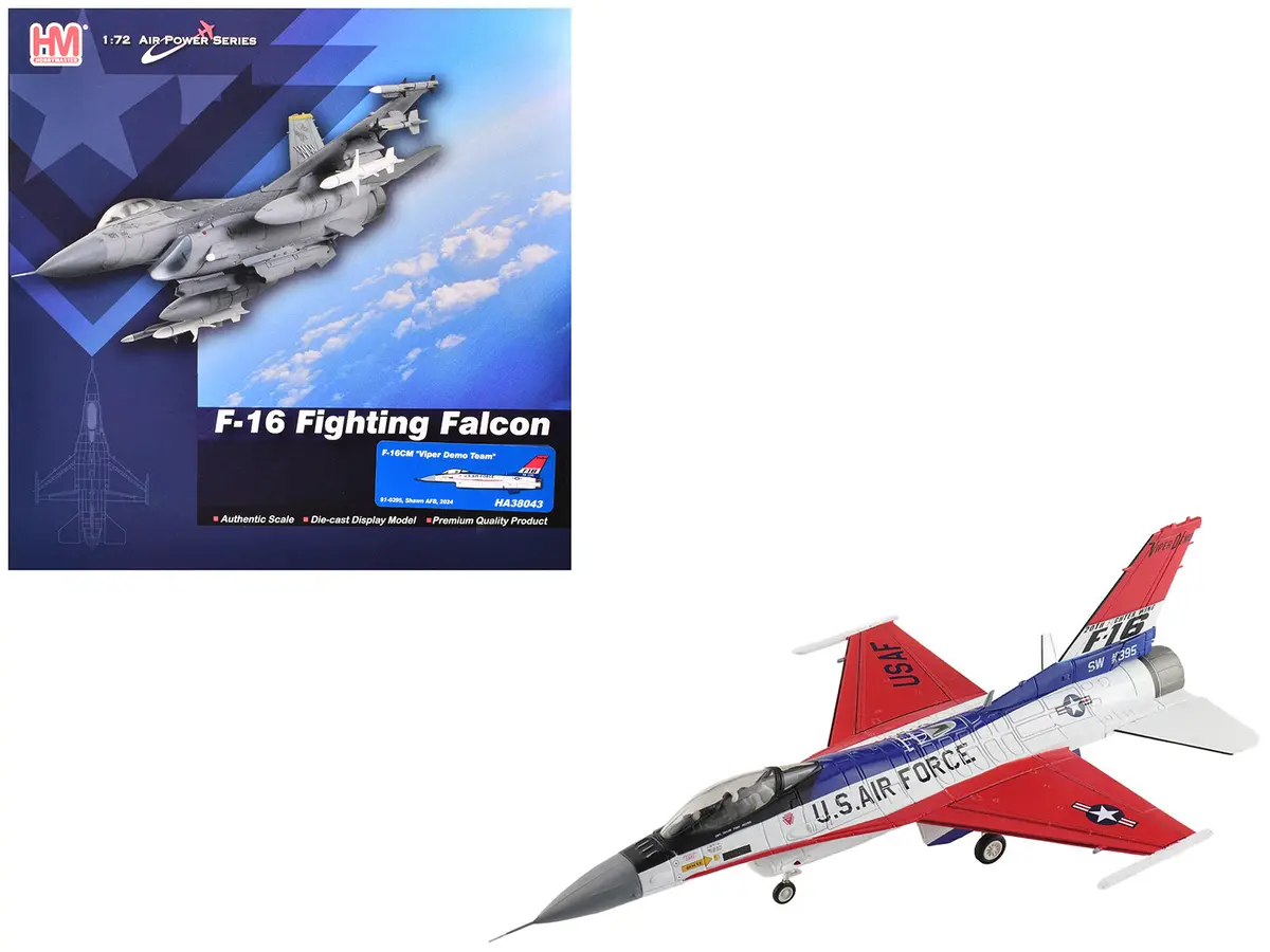 Lockheed F-16Cm Fighting Falcon Fighter Aircraft "91-0395 Viper Demo Shaw Air Force Base" (2024) United States Air Force "Air Power Series" 1/72 Diecast Model By Hobby Master 1