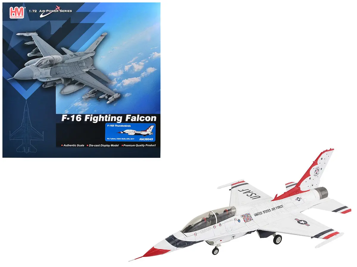 Lockheed F-16D Fighting Falcon Fighter Aircraft "No.7 Thunderbirds Nellis Air Force Base" (2017) United States Air Force "Air Power Series" 1/72 Diecast Model By Hobby Master 1