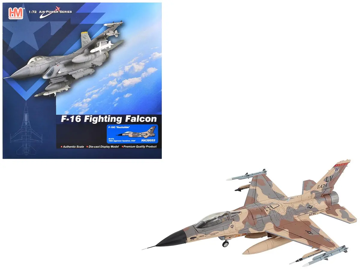 Lockheed F-16C Fighting Falcon Fighter Aircraft "85-474 Rockslide 706Th Aggressor Squadron" United States Air Force "Air Power Series" 1/72 Diecast Model By Hobby Master 1