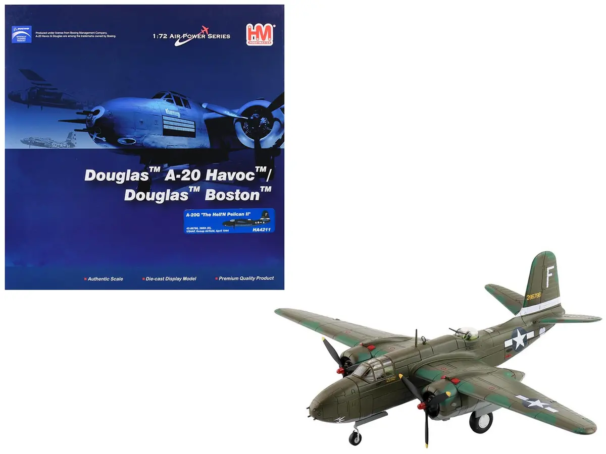 Douglas A-20G Havoc Aircraft "42-86786 Hell'n Pelican Ii 388Th Bomb Squadron Gusap Airfield" (1944) United States Army Air Forces "Air Power Series" 1/72 Diecast Model By Hobby Master 1