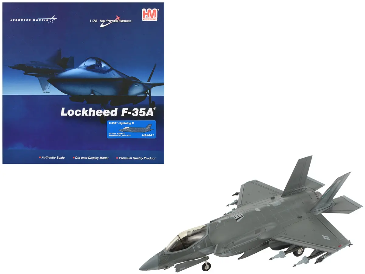 Lockheed Martin F-35A Lightning Ii Aircraft "100Th Fighter Squadron Alabama Air National Guard" (2023) United States Air Force "Air Power Series" 1/72 Diecast Model By Hobby Master 1
