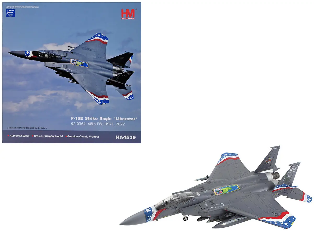Mcdonnell Douglas F-15E Strike Eagle Fighter Aircraft "Liberator 48Th Fighter Wing" (2022) United States Air Force "Air Power Series" 1/72 Diecast Model By Hobby Master 1