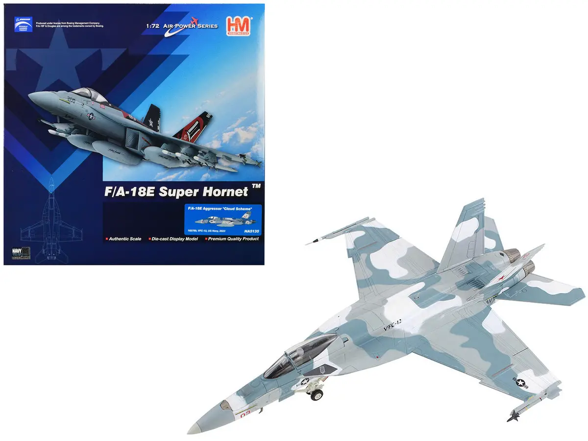 Boeing F/A-18E Super Hornet Fighter Aircraft "Cloud Scheme Vfc-12 Fighting Omars" (2023) United States Navy "Air Power Series" 1/72 Diecast Model By Hobby Master 1