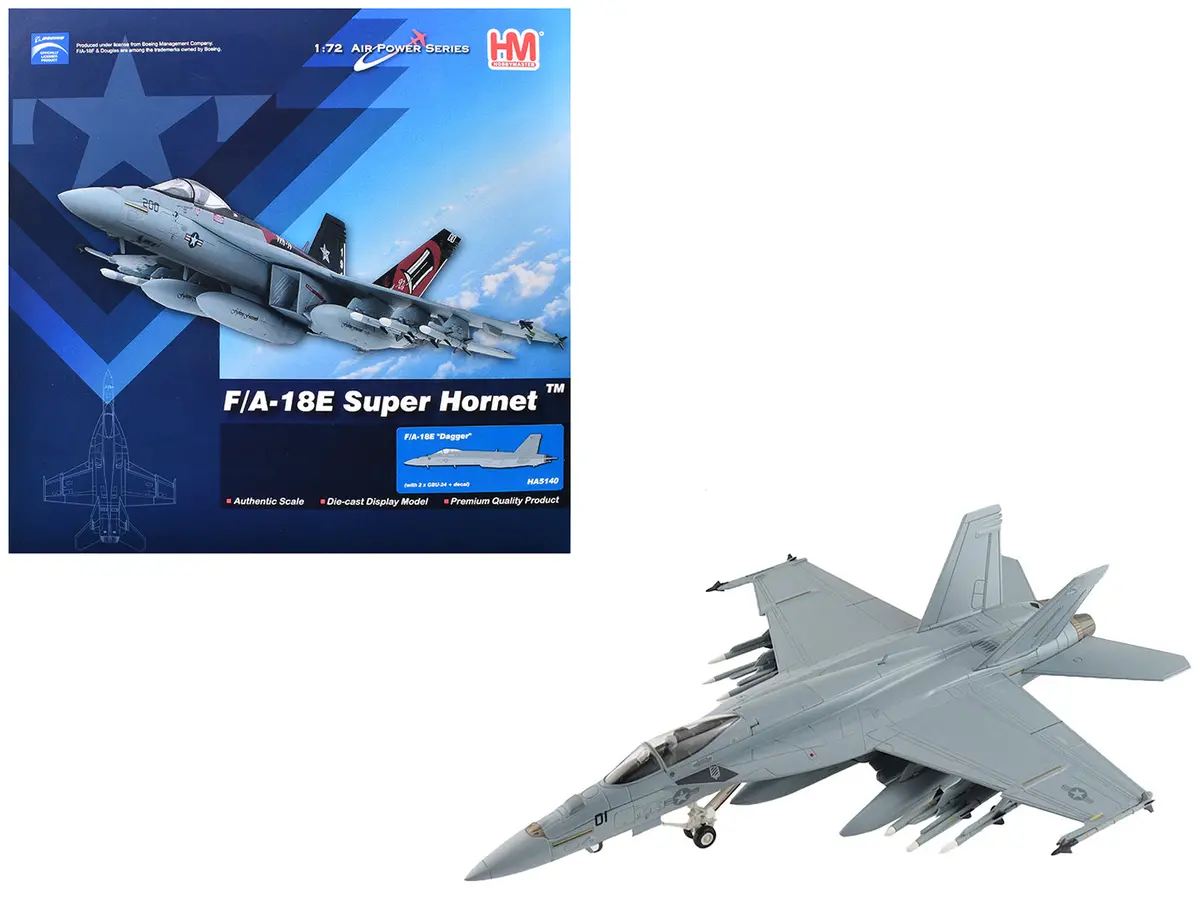 Boeing F/A-18E Super Hornet Fighter Aircraft "Dagger" United States Navy "Air Power Series" 1/72 Diecast Model By Hobby Master 1