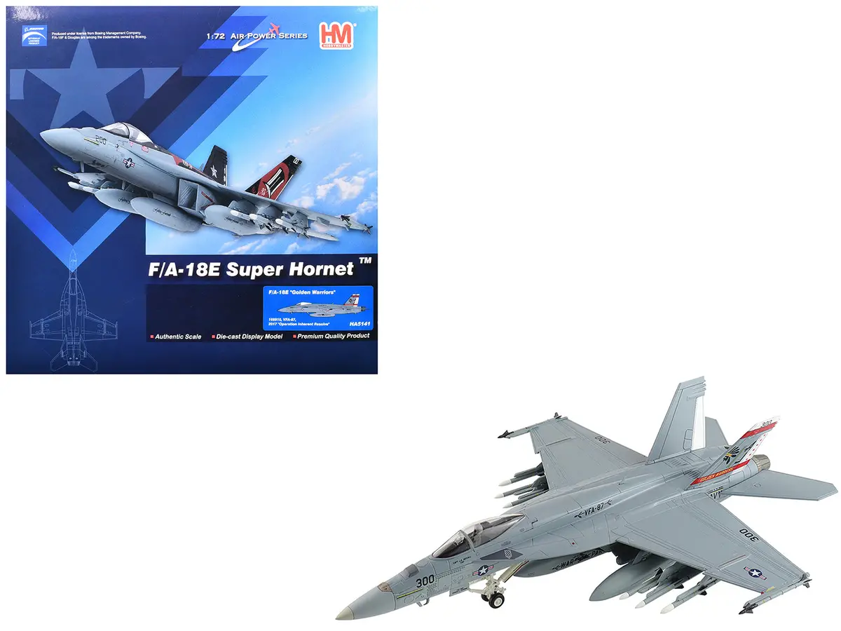 Boeing F/A-18E Super Hornet Fighter Aircraft "168910 Golden Warriors Vfa-87 Operation Inherent Resolve" (2017) United States Navy "Air Power Series" 1/72 Diecast Model By Hobby Master 1