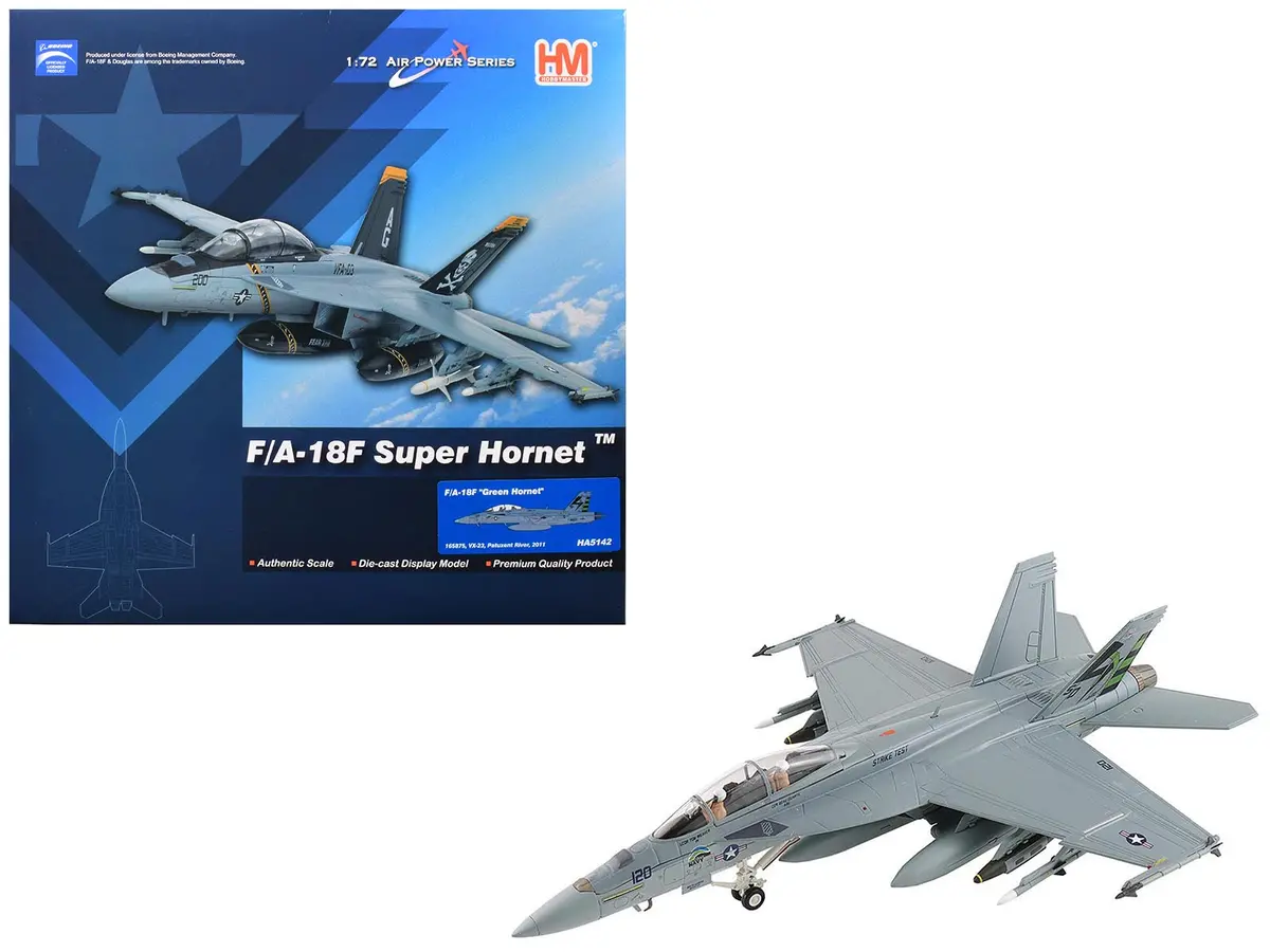 Boeing F/A-18F Super Hornet Fighter Aircraft "165875 Green Hornet Vx-23 Salty Dogs Nas Patuxent River" (2011) United States Navy "Air Power Series" 1/72 Diecast Model By Hobby Master 1