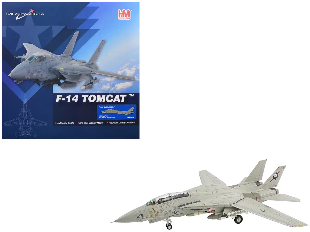 Grumman F-14A Tomcat Fighter Aircraft "Sukhoi Killer Vf-41 Black Aces Uss Nimitz" (1981) United States Navy "Air Power Series" 1/72 Diecast Model By Hobby Master 1