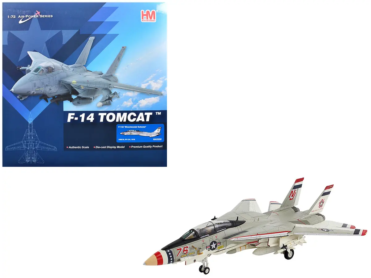 Grumman F-14A Tomcat Fighter Aircraft "Bicentennial Scheme Vf-124" (1976) United States Navy "Air Power Series" 1/72 Diecast Model By Hobby Master 1