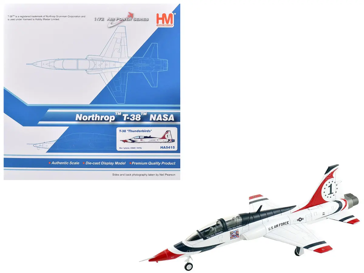 Northrop T-38 Nasa Aircraft "#1 Thunderbirds" (1970S) United States Air Force "Air Power Series" 1/72 Diecast Model By Hobby Master 1