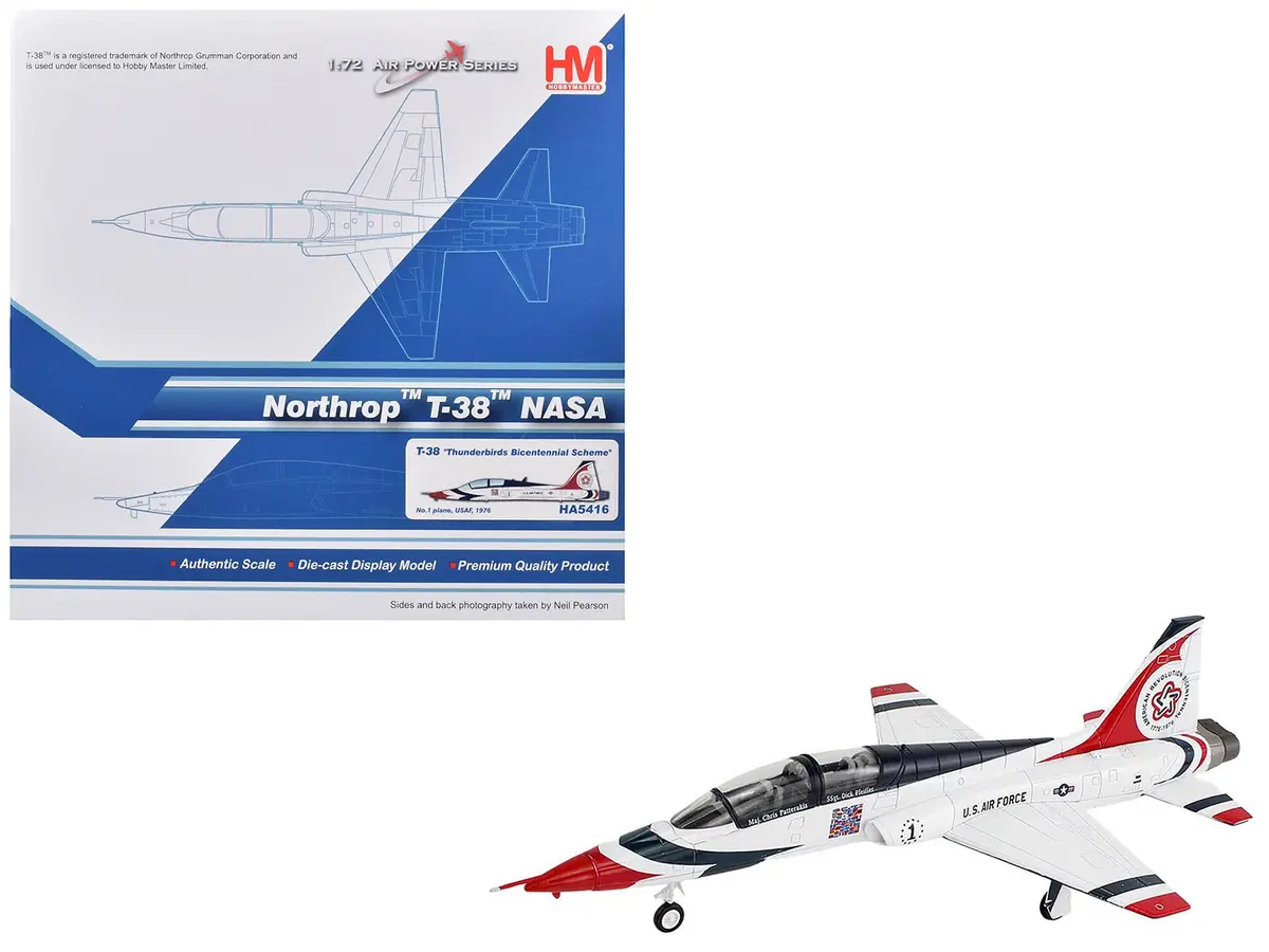 Northrop T-38 Nasa Aircraft "#1 Thunderbirds Bicentennial Scheme" (1976) United States Air Force "Air Power Series" 1/72 Diecast Model By Hobby Master 1
